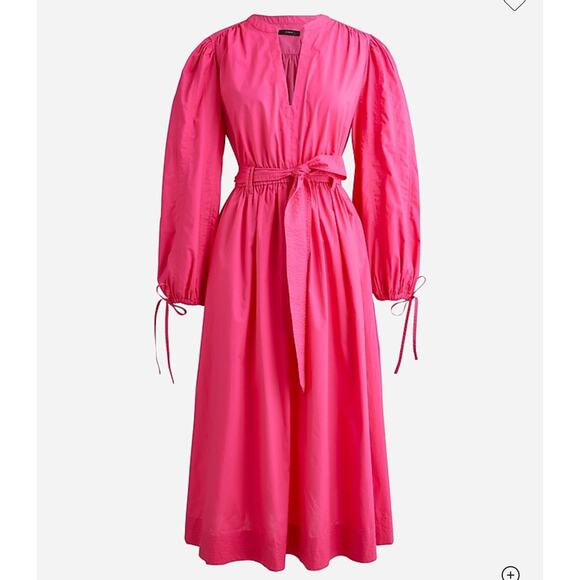 J. Crew Tie-waist V-neck dress Sweet Fuchsia Size XXS A-line Modern Chic New‎ - Picture 5 of 9